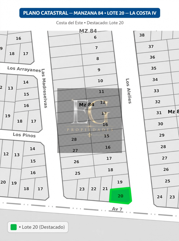 LOTE EN VENTA DE 456,44 M2, ESQUINA ALELIES Y AV 7 - COSTA DEL ESTE -